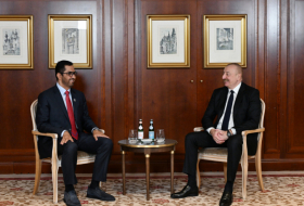   Präsident Aliyev trifft sich mit dem Minister für Industrie und Spitzentechnologie der Vereinigten Arabischen Emirate  