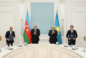   In Astana findet eine Zeremonie zum Austausch des zwischen Aserbaidschan und Kasachstan unterzeichneten Aktionärsabkommens statt  