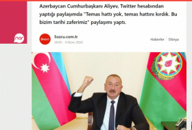  Ansprache des Präsidenten Aliyev in türkischer Presse 