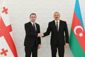   Aserbaidschanischer Präsident und georgischer Premierminister geben gemeinsame Presseerklärungen ab  