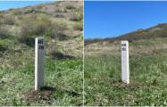   Erste Grenzmarkierung an der Grenze zwischen Aserbaidschan und Armenien installiert -   FOTO    