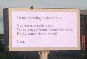 Botschaft an untreuen Ehemann: “Genieß die Fahrt zur Arbeit“